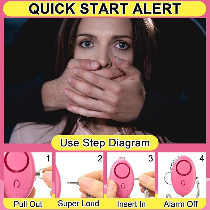 Kanayu 76 Pcs Personal Alarm Bulk 130DB Safe Sound Emergency Safety Self Defense Security Alert Keychain with Led Light Personal Protection Alarm for Women Girls Kids Elderly (Pink Color)