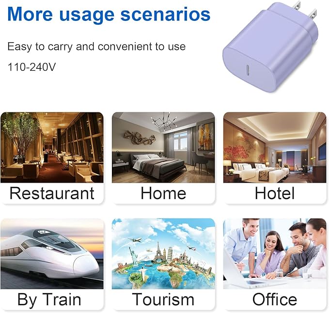 Type C Charger Fast Charging for iPhone 17 16 15,USB C Samsung Chargers Block 25W Super Fast Chargers for Samsung Galaxy S25/S24 S23 S22 S21/iPhone Air/17/17 Plus/17 Pro Max/16 Pro Max/15 Plus(Purple)