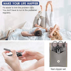 Manicure Pedicure Kit Nail Clippers Set Fingernails & Toenails Vibrissac Scissor 5 Pieces Best Care Tools for Man & Women with Travel Case (Gray/Black_A) (Gray/Black_A)