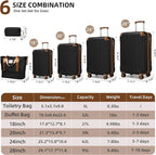 6 Piece Luggage Sets with Bags, Lightweight Expandable Checked Luggage Sets, Hardshell ABS Spinner Wheels Carry on Suitcase with TSA Lock, for Travel, Women Men (Black Brown, 18/20/24/28inch+2bags)