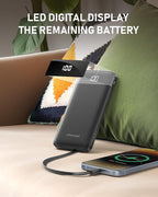 charmast 10000mAh Portable Charger with Built in Cables, 22.5W Travel Essential Power Bank Fast Charging, USB C Battery Pack for iPhone 17/16/15/14/13/12/11 Series, iPad, Samsung, Android, Tablet
