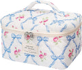 Gosect Large Makeup Bag, Cute Cosmetic Bag for Women Girls, Floral Coquette Aesthetic Toiletry Bag, Travel Make Up Organizer Bag (Blue Butterfly)