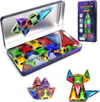 Desire Deluxe Micro Magnetic Tiles Building Blocks Toy - STEM Educational Travel Size Magnetic Blocks for Kids, Learning Sensory Montessori Toddler Magnetic Toys 3+ YO (Not Glitter, 28pc)