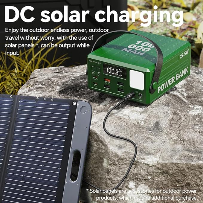High Capacity Power Bank 100000mAh Fast Charging 22.5W PD 20W Portable USB C Battery Packs with 7 Outputs & LCD Display Battery Bank for iPhone, Samsung, iPad ,Macbook & Outdoors Camping (GREEN)