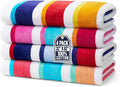 Ben Kaufman Joey Velour Colored Classic Multi-Color Stripe Beach & Pool Towel - Large Cotton Towel - Soft & Absorbant - Assorted Colors - 32” x 62” - 4 Pack