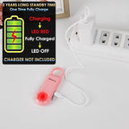 135dB Rechargeable Personal Safety Alarm Built-in Ultra-Bright Flashlight Non Slip Grip Keychain Emergency SOS Siren for Women, Students, Night Runner. Loud Sound Hiking Bear Alerts with Hook. Pink