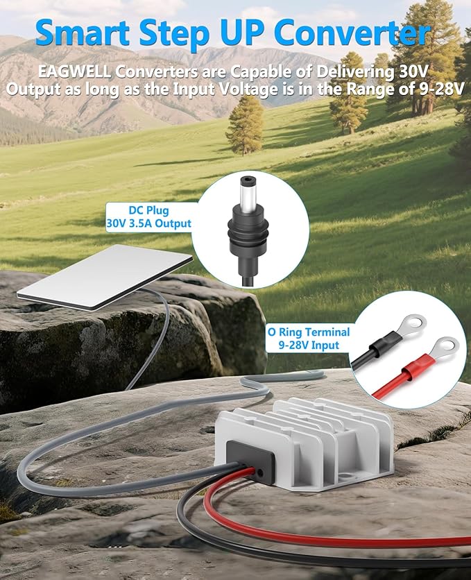 EAGWELL Starlink Mini 12V Adapter DC Step Up Converter with Starlink Mini Power Cord 9-28V Input 30V 3.5A Output for Starlink Mini Power Supply Step Up Conversion