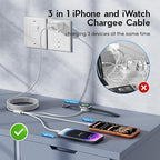 Upgraded Apple Watch Charger, 3 in 1 Magnetic iWatch Charger to USB C Cable 3ft with USB C Block for iWatch Series Ultra 3/2/SE 3/11/10/9/8/7/6/5/4/iPhone17 15 16 Pro Max/14/13/12/11