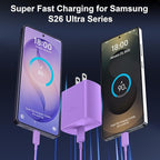 45W USB C Super Fast Charger Type C Charger Fast Charging Android Phone Charger Block with 6.6FT Type C Charging Cable for Samsung Galaxy S26 Ultra/S26/S26+/S25/S25 Ultra/S25+/S24 Ultra/S23 Ultra/S22