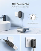 TROND Wall Outlet Extender with 360 Rotating Plug, Multi Plug Wall Outlet with 4 Electrical Sockets and 4 USB Ports, 900 Joules Surge Protection, USB Charging Station for Home Office Travel, Black