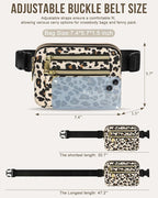Capolo Fanny Packs for Women Fashion Waist Packs Bag with Adjustable Strap and 4 Zipper Pockets Waterproof Everywhere Crossbody Belt Bag for Workout Running Travelling(Leopard)