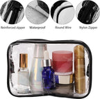 Tbestmax 10 Pcs Clear Cosmetic Bags Small Makeup Bags Portable Waterproof Travel Toiletry Bags Organizer Black, 7.5"x 4.8"x 2.3"