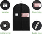 KEEGH 40" Suit Bags for Closet Storage (Set of 10) Garment Bags for Hanging Clothes, Suit Cover Bags for Suits Coats Dress with Zipper and Transparent Window, Black