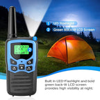 MOICO Walkie Talkies for Adults with 22 FRS Channels, LED Flashlight, VOX Scan LCD Display, Long Range Family Walkie Talkie Radios for Hiking Camping Trip (Dark Blue)