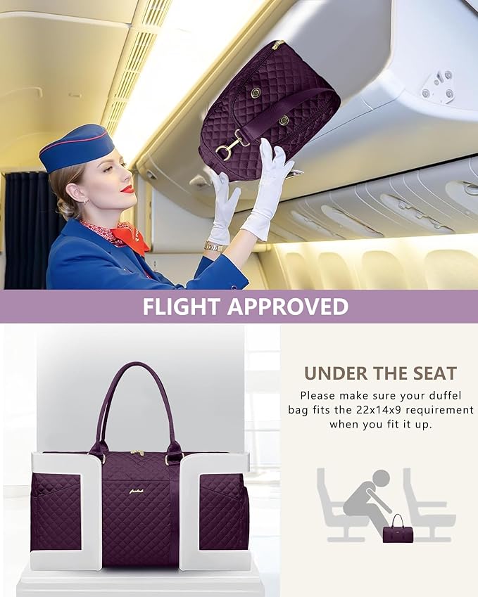 Women Weekender Travel Duffle Bag: Travel Duffel Overnight Bags with Shoe Compartment Large Carry on Tote with Toiletry Bag Weekend Traveling Yoga Gym Hospital Bag for Women with Wet Pocket Purple