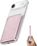 RORRY for Magsafe Portable Charger, [0.3" Ultra Slim] Magnetic Power Bank,[Alloy-Made] 5000mAh Wireless Portable Charger, USB C Battery Pack 18W Fast Charging for iPhone 17/16/15, Pink