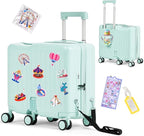 smilesun Kids Ride-On Luggage, 20" Hardshell Carry-On Suitcase with 6 Spinner Wheels, Foldable Pedal, Hidden Cup Holder & Combination Lock for Toddlers & Children (Green, 20-inch)