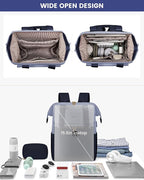 LOVEVOOK Laptop Backpack for Women, 15.6 Inch Work Laptop Bag with USB Port, Fashion Teacher Nurse Backpack Purse, Waterproof Travel Computer Backpack with Organizer Bag, 2PCS, Grey Blue-Ink Blue