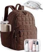 BAGSMART College Laptop Backpack, Travel Backpack for Women, Quilted Airline Approved Carry On Backpack Fits 17.3 Inch Laptop, Personal Item Travel Bag, Chocolate