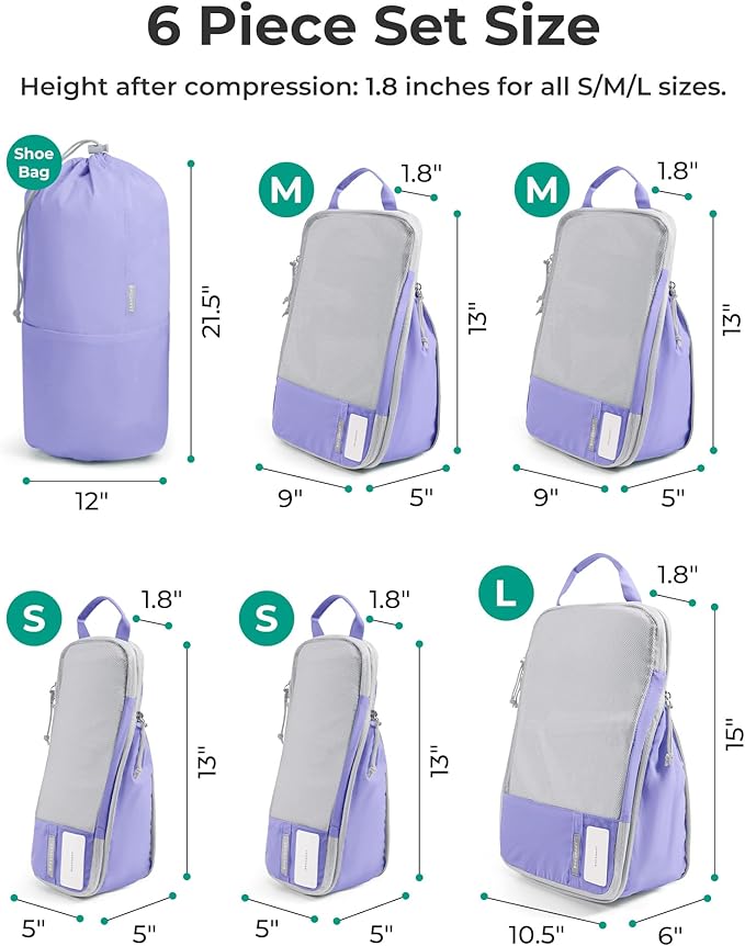 BAGSMART 6 Set /4 Set/2 Set Compression Packing Cubes for Travel, Lightweight Luggage Organizer Bags, Durable Space Saver Bags Travel Essentials