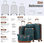 Cosbarn Luggage Sets 5 Piece Suitcases with Wheels, Suitcase Set ABS Hard Case Luggage with TSA Lock Spinner Wheels Durable Travel Luggage