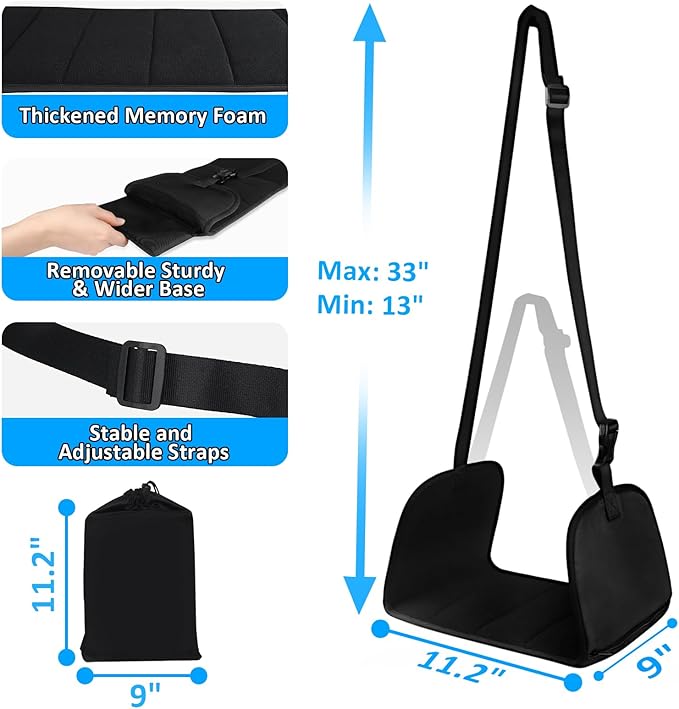 Airplane Foot Rest, Widen Travel Foot Hammock Memory Foam Plane Footrest to Relieve Feet Soreness, Foot Hammock for Long Haul Airplane Travel Car Train Office Long Flights Essentials
