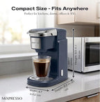 Mixpresso Single Cup Coffee Brewer - Quick Brew, One Touch Function, 12oz One Cup Grey Coffee Maker