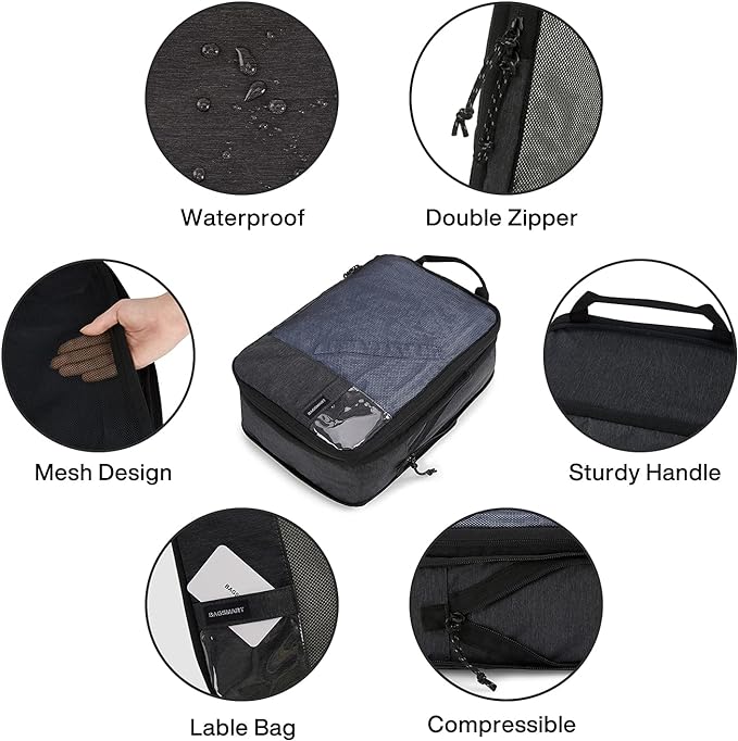 BAGSMART 6 Set /4 Set/2 Set Compression Packing Cubes for Travel, Lightweight Luggage Organizer Bags, Durable Space Saver Bags Travel Essentials
