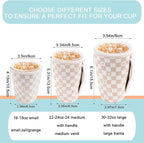 KJQJLY 3 Pack Reusable Iced Coffee Sleeves for Iced Coffee Cups or Drinks Reusable Neoprene Insulated Sleeves for Hot and Cold Drinks from Starbucks, Dunkin, And More (Floral Checkers)
