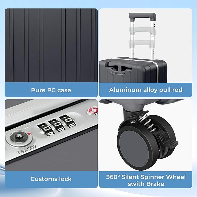 20" Ride-On Luggage with Child Seat, Hardside Carry-On Suitcase with 360° Silent Spinner Wheels, TSA Lock, & Dual Telescoping Handles for Kids & Adults & Busy Moms