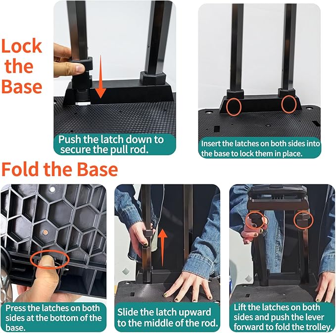 Folding Backpack Luggage Cart with Elastic Straps, Lightweight Aluminum Frame for Travel, Work & Daily Use