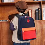 Backpack Set for Girls Boy Kids Backpack with Lunch Box for Elementary Primary Kindergarten School Bag (Navy Red Set, Large)