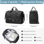 Large Travel Duffle Bag,Carry on Overnight Weekend Bag with Shoes Compartment,Weekender Bags for Women for Travel Business Trips Sport Hospital,Black