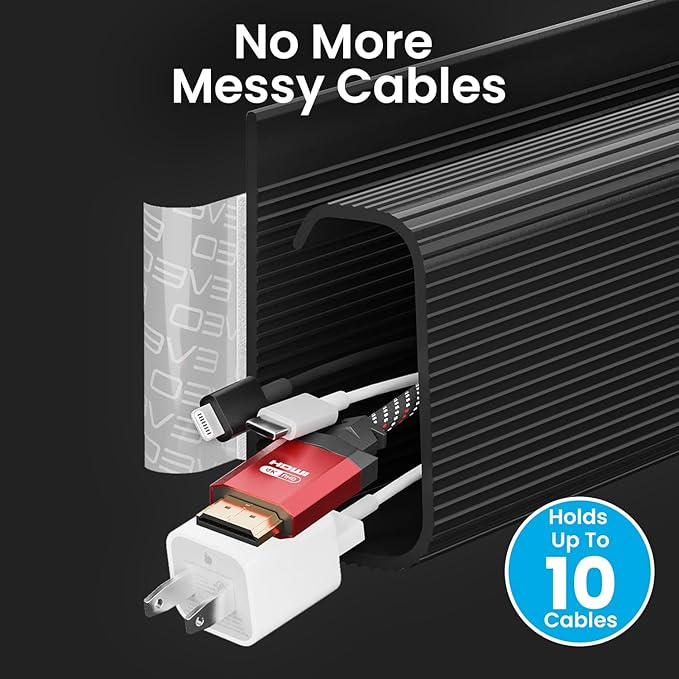 EVEO Under Desk Cable Management Kit (6 Units)-Cable Management Cord Cover, Organizer Tray-96''JChannel 6X16 -Grey