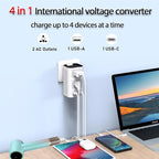 Mapambo 220V to 110V Voltage Converter US to Europe Power Converter European Travel Converter for Hair Dryer, Power Converter Adapter Combo with 1 Type C 1 USB A
