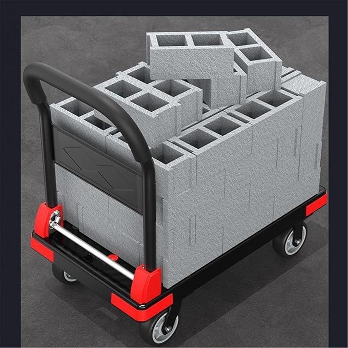 Flatbed cart Folding Multi-Purpose Flatbed Trolley with 5-inch Silent Wheels Foldable Transport(Gris)