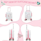 Kids Luggage Sets 2 Piece Pink Rolling Suitcases for Girls with Wheel Shardshell 16" Travel Suitcase with 10 Sheets Gem Stickers