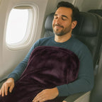 Comfort Fly Travel Blanket & Pillow – 2-in-1 Micro Plush Airplane Blanket with Carry Case (40" x 70") - Plum