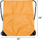 Drawstring Backpack Sports Water Resistant String Bag Sport Gym Sackpack for Women Men Large with Zipper, Orange