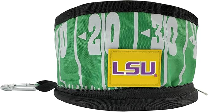 Pets First NCAA Michigan Wolverines Collapsible Dog Travel Bowl, Food and Water Bowl for Dogs & Cats. Lightweight Leak-Proof Pet Bowl for Travel with Football Field & Pebble-Grain Design