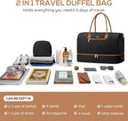 Travel Weekender Duffle Bags for Women - Large Carry On Bag with Shoe Compartment Overnight Bag with Toiletry Bag Duffel Bags with Wet Pocket for Gym Hospital Bags for Labor and Delivery Black Brown