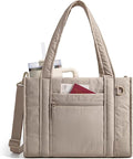 BAGSMART Boxy Tote Bag for Women, Crossbody Bag with Zipper, Crush Bow Purses for Travel Work College