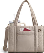BAGSMART Boxy Tote Bag for Women, Crossbody Bag with Zipper, Crush Bow Purses for Travel Work College