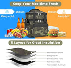 holuxer Insulated Lunch Bag & Lunch Box for Men - Double Deck Reusable Lunch Bag for Women Tote Cooler Bag Leakproof Soft Expandable - Large Lunchbox for Work/Adult/Picnic/Outdoor (Camo，15L)