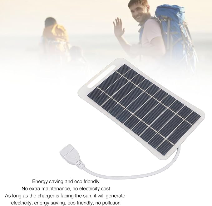 Hilitand 5W 5V USB Solar Panel Charger, Portable Monocrystalline Silicon Handheld Solar Panel for Camping Travel Outdoor (White)