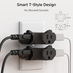 [ETL Listed] Cable Matters 3-Pack 3 Way Plug Adapter 15A 1875W, 3 Prong 3 Outlet Adapter, Power Splitter Plug Outlet, 3 Way Electrical Splitter, Black