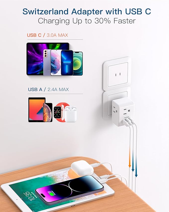 2 Pack US to Japan Plug Adapter, 2 Prong to 3 Prong Outlet Adapter with 3 AC Outlets 3 USB Ports(1 USB C), Type A Travel Power Converter Plug Adaptor for USA to Japanese Canada Mexico Philippines Peru