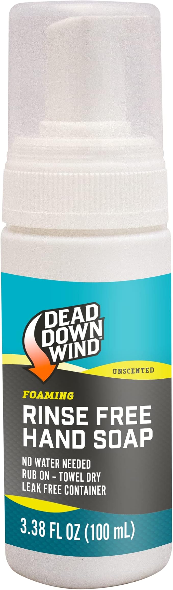 DEAD DOWN WIND Scent Eliminating Rinse-Free Pump Hand Soap for Fishing - 3.38 FL OZ