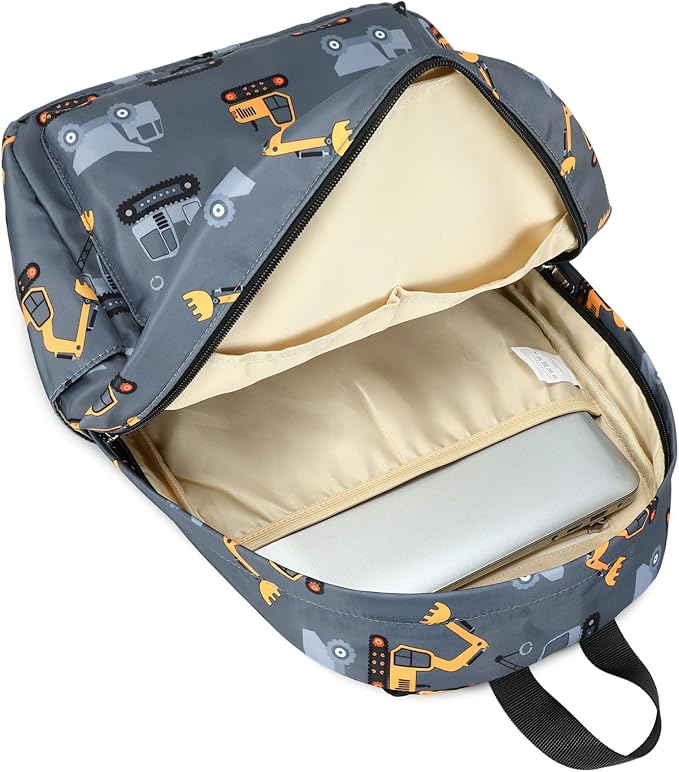CAMTOP Preschool Backpack for Kids Boys Girls Toddler Backpack Kindergarten School Bookbags for Age 3-8 (Engineering Car Grey)