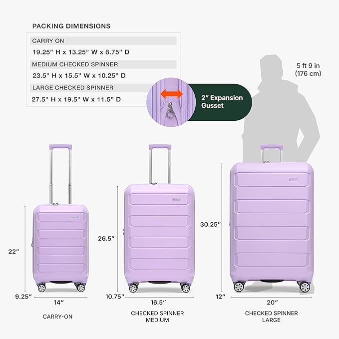 Traveler's Choice Pagosa Hardshell Expandable Luggage with Spinner Wheels, Lavender, 26-Inch Medium